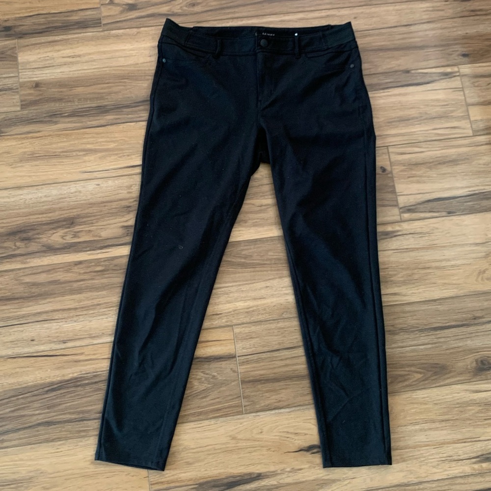 Vera Wang Skinny Dress Pants Stretchy Elastic Waist Band Large Black
